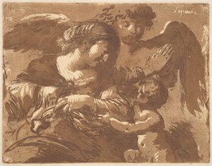Anioł Stróż, w albumie zawierającym Recueil de Compositions p..., 1782-1821. autorstwa Jean Jacques Lagrenee