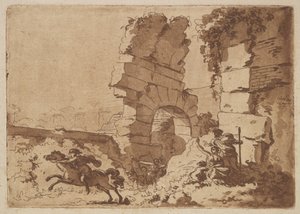 Le Colisée The Colosseum, w albumie zawierającym Recueil de Compositions par Lagren..., 1782-1821. autorstwa Jean Jacques Lagrenee