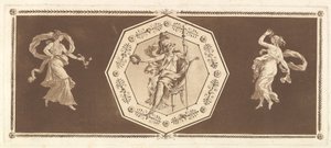 Minerwa siedząca w ozdobnym ośmioboku, z postacią po lewej i po prawej stronie Noc..., 1784. autorstwa Jean Jacques Lagrenee