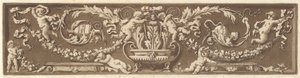 Fryz ozdobny z puttami, liśćmi akantu i girlandami owoców, z Recueil de Diff..., 1784.