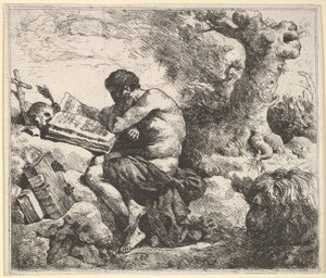 Św. Hieronim w krajobrazie, 1762-63. autorstwa Jean Jacques Lagrenee