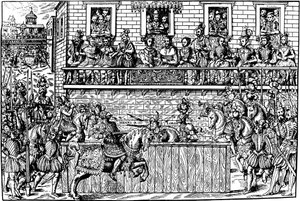 Śmierć króla Henryka II na Turnieju, 1559 1570 autorstwa Jean Jacques Perrissin