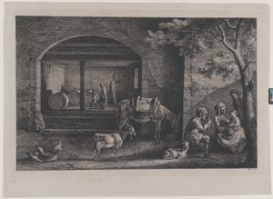 Wnętrze farmy w Saint-Jean-de-Touslas, 1793. autorstwa Jean Jacques de Boissieu