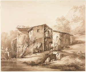 Krajobraz z młynem wodnym, ok. 1790 r. autorstwa Jean Jacques de Boissieu