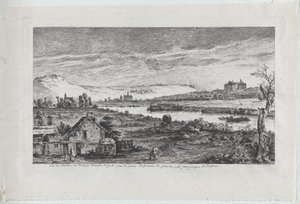 Widok zamku w Madrycie pod Paryżem, 1764 r. autorstwa Jean Jacques de Boissieu