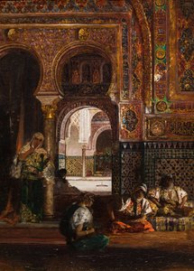 Scena w haremie, pięć kobiet, około 1880 r. (olej na płótnie) autorstwa Jean Joseph Benjamin Constant