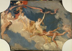 Szkic sali bankietowej Hôtel de Ville de Paris: Miasto Paryż zaprasza świat na swoje uroczystości autorstwa Jean Joseph Benjamin Constant
