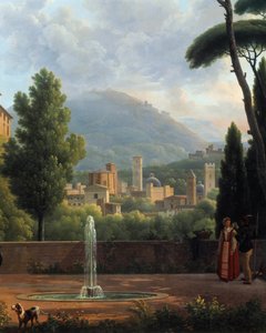 Pejzaż z fontanną Fragment obrazu Josepha Bidaulta (1758-1846). 1821 Walencja. Muzeum Sztuk Pięknych