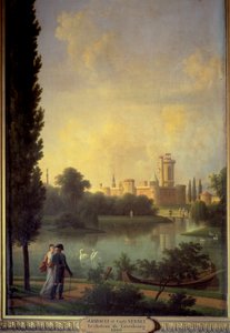 Zamek Laxembourg (Austria), na pierwszym planie cesarz Austrii i archiksiężna Marie Louise. Obraz Josepha Bidaulta (1758-1846)