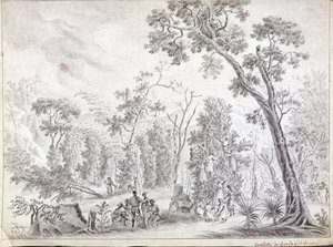 Zbieranie goździków w La Reunion, początek XIX wieku autorstwa Jean Joseph Patu de Rosemont