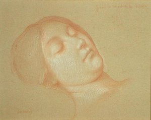 Studium śmierci Dziewicy (czerwona kreda wzmocniona białym na papierze) autorstwa Jean Jules Antoine Lecomte du Nouy