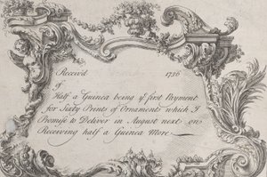 Karta handlowa dla Frazer, Army Printer, Stationer and Introligator, 1736. autorstwa Jean La Rocque