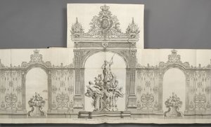 Projekt grilli Grandes umieszczonych na Place Royale w Nancy w 1755 roku na zlecenie S.M. le Roy de autorstwa Jean Lamour