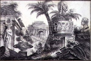 Fantazja architektoniczna, ok. 1760 (węgiel i ołówek na papierze)