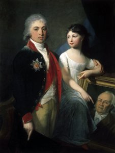 Portret autora i męża stanu Ivana M. Muravyeva-Apostola z córką (Portret autora i męża stanu Ivana M. Muravyeva-Apostola z córką) - Obraz Jeana Laurenta Monniera (1743 lub 1746-1808), olej na płótnie