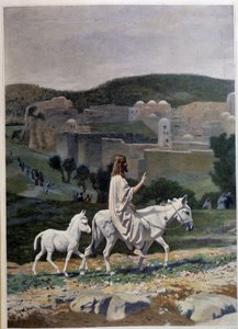 Wjazd Chrystusa do Jerozolimy w Dniu Palmowym. Grawerowanie według obrazu Jean Leon Gerome (Jean-Leon Gerome