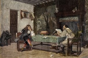 Współpraca między Jeanem Baptiste Moliere i Pierre Corneille Francuski dramatis - „” Autorzy Jean-Baptiste (Jean Baptiste) Poquelin dit Moliere (1622-1673) i Pierre Corneille (1606-1684)”” grawerunek po obrazie Jean-Leon (Jean Leon) Gerome