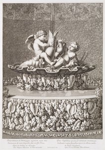 Fontanna z dwoma amorkami jeżdżącymi na rakach, zaprojektowana przez Jacques Houseau w Wersalu, 1677 autorstwa Jean Lepautre