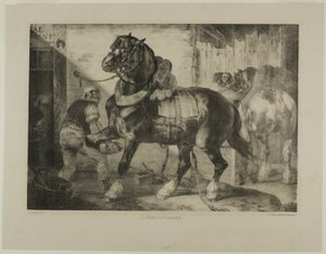 Francuski kowal, płyta 12 z Różne tematy narysowane z życia na kamieniu autorstwa Jean Louis André Théodore Géricault