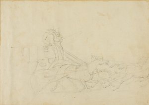 Powóz ciągnięty przez cztery galopujące konie autorstwa Jean Louis André Théodore Géricault