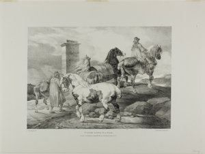 Konie idące na jarmark, płyta 3 z różnych tematów narysowanych z życia i na kamieniu (The English Suite) autorstwa Jean Louis André Théodore Géricault