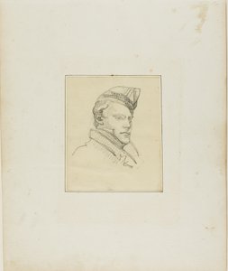 Portret młodego mężczyzny w czapce wojskowej autorstwa Jean Louis André Théodore Géricault