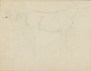 Szkic konia zwróconego w prawo i karykatura z profilu autorstwa Jean Louis André Théodore Géricault