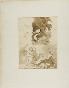 Szkice bitwy kawaleryjskiej autorstwa Jean Louis André Théodore Géricault