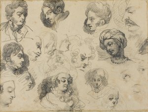 Szkice głów autorstwa Jean Louis André Théodore Géricault
