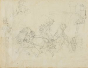 Dyliżans ciągnięty przez pięć koni i inne szkice autorstwa Jean Louis André Théodore Géricault