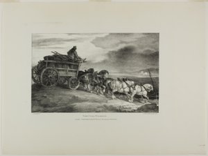 Wagon z węglem, płyta 7 z Różne tematy narysowane z życia i na kamieniu (The English Suite) autorstwa Jean Louis André Théodore Géricault