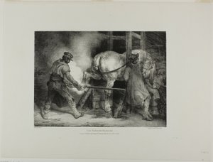 The Flemish Farrier, płyta 4 z Różne tematy narysowane z życia i na kamieniu (The English Suite) autorstwa Jean Louis André Théodore Géricault
