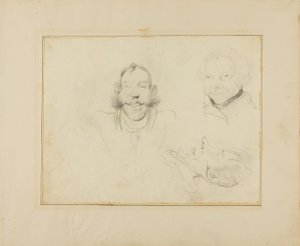 Trzy karykatury głów autorstwa Jean Louis André Théodore Géricault