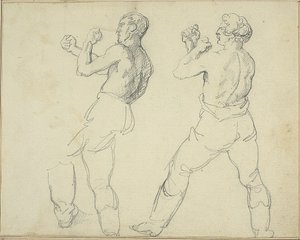 Dwóch bokserów zwróconych w lewo autorstwa Jean Louis André Théodore Géricault