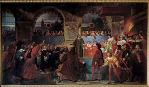 Król Ludwik XII proklamował ojca ludu Stanom Generalnym w Tours 14 maja 1506 roku. Tytuł ten nadano mu, ponieważ obniżył wielkość podatku płaconego przez pospólstwo. Obraz Jeana Louisa Bezarda (1799-1861)