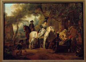 Przystanek pasażerski. Obraz Jean Louis Demarne (1744-1829)