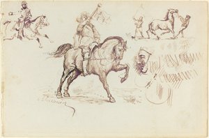 Zwiastun Murcji i inne studia (recto) autorstwa Jean Louis Ernest Meissonier