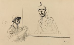 Żołnierz francuski przemawiający do Germanii, ok. 1930 r. 19141919. autorstwa Jean Louis Forain