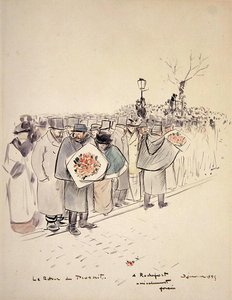 Powrót wyjętego spod prawa, ok. 1895 (pióro i atrament oraz akwarela na papierze) autorstwa Jean Louis Forain