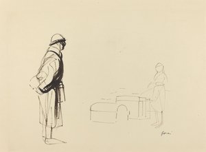 Poilu i pielęgniarka, ok. 1930 r. 19141919. autorstwa Jean Louis Forain