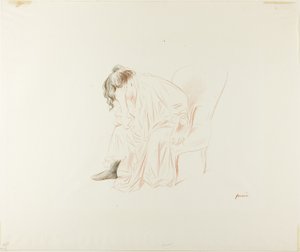 Siedząca kobieta z głową w prawej ręce autorstwa Jean Louis Forain