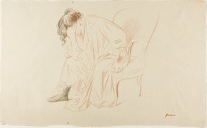 Siedząca kobieta z głową w prawej ręce autorstwa Jean Louis Forain