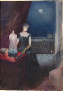 Stojąca kobieta z wachlarzem, prawdopodobnie 18801890. autorstwa Jean Louis Forain