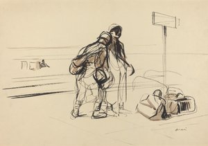 Dwóch francuskich żołnierzy przy tablicy ogłoszeń autorstwa Jean Louis Forain