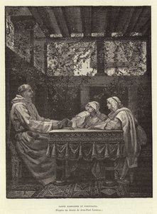 Sainte Radegonde i Fortunatus Św. Radegunda i poeta Venentius Fortunatus, VI w. (rycina)