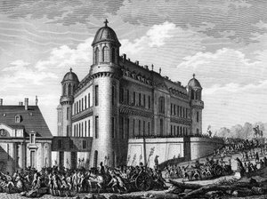 Rewolucja francuska: Kanon przeniesiony do Chateau de Chantilly w Paryżu 9 sierpnia autorstwa Jean Louis II (after) Prieur