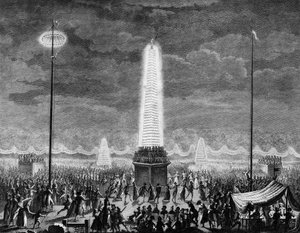 Rewolucja Francuska: Festiwale i iluminacje na Polach Elizejskich w Paryżu 18 lipca autorstwa Jean Louis II (after) Prieur
