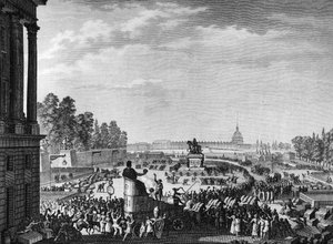 Rewolucja Francuska: Pierwsze święto wolności z okazji Szwajcarów z Chateauvieux (Chateaux Vieux lub Chateaux-Vieux) 15 kwietnia autorstwa Jean Louis II (after) Prieur