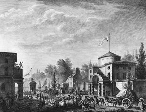 Rewolucja Francuska: Bezpłatny wjazd przez barierę Paryża 1 maja autorstwa Jean Louis II (after) Prieur