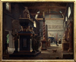 Sala wprowadzająca Musee des Monuments Francais w klasztorze Petites Augustins rue Bonaparte w Paryżu Obraz Jeana Lubina Vauzelle